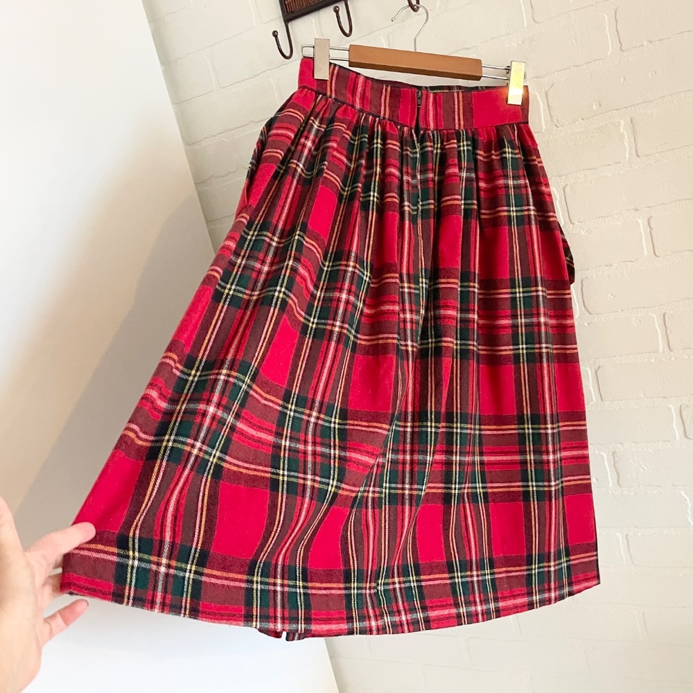 Vintage Royal Stewart Tartan Wool Pleated Skirt High Rise Le Château Size 7 - Picture 13 of 15